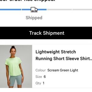 Lululemon Lightweight Stretch running short sleeve shirt size 6